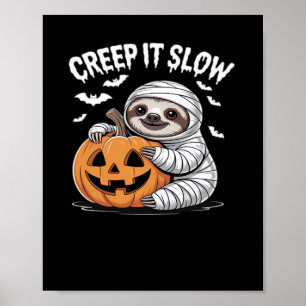 Süße Faultierliebhaber Lustiger Halloween-Kürbis E Poster