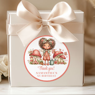 Süße Fee 1. Geburtstag Rosa Blumen Geschenkbox Runder Aufkleber