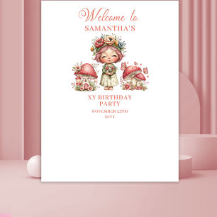 Süße Fee 2. Geburtstag Pastell Rosa Banner Wandteppich
