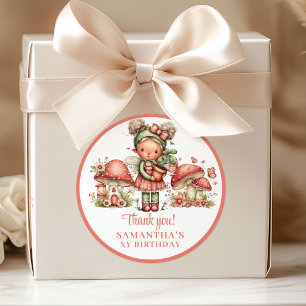 Süße Fee 5. Geburtstag Röte Blumen Geschenkbox Runder Aufkleber
