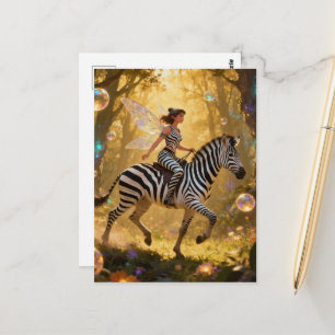 Süße Fee und ihr Zebra Postkarte