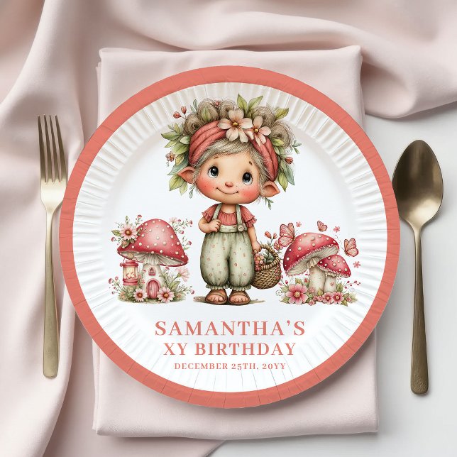 Süße Feen 3. Geburtstag Rosa Blumen Teller (Cute Fairy 3rd Birthday Pink Flowers Plates)
