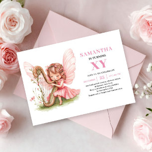 Süße Feen-Geburtstagseinladung im floralen Rosa-St Einladung