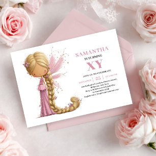 Süße Feen-Mädchen 2. Geburtstag - Rosa Einladung
