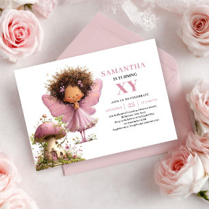Süße Feen-Mädchen 2. Geburtstag Staubiges Rosa Ein Einladung