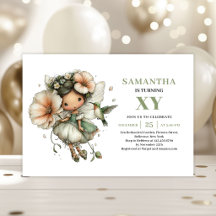 Süße Feen-Mädchen-Geburtstagseinladung in staubige