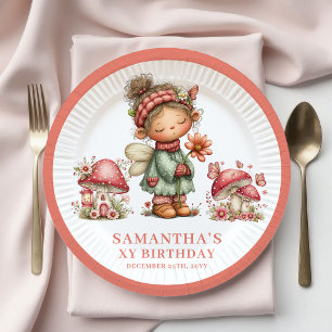 Süße Feen zum 4. Geburtstag Pastell Rosa Blumen Te Pappteller