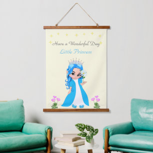 Süße Feenprinzessin Mädchen Geburtstag Wandteppich Mit Holzrahmen
