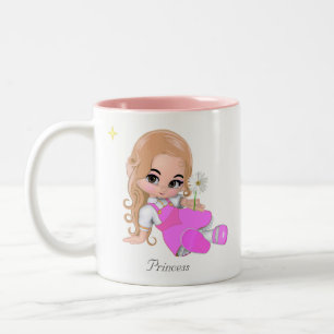Süße Feenprinzessin mit Gänseblümchen Zweifarbige Tasse