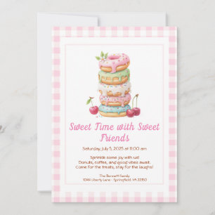 Süße Feier Einladung – Farbige Donuts Party