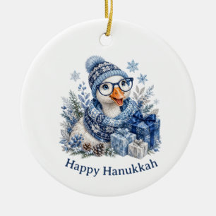 Süße Feiertage Winter Weihnachten Chanukka Gans Keramik Ornament