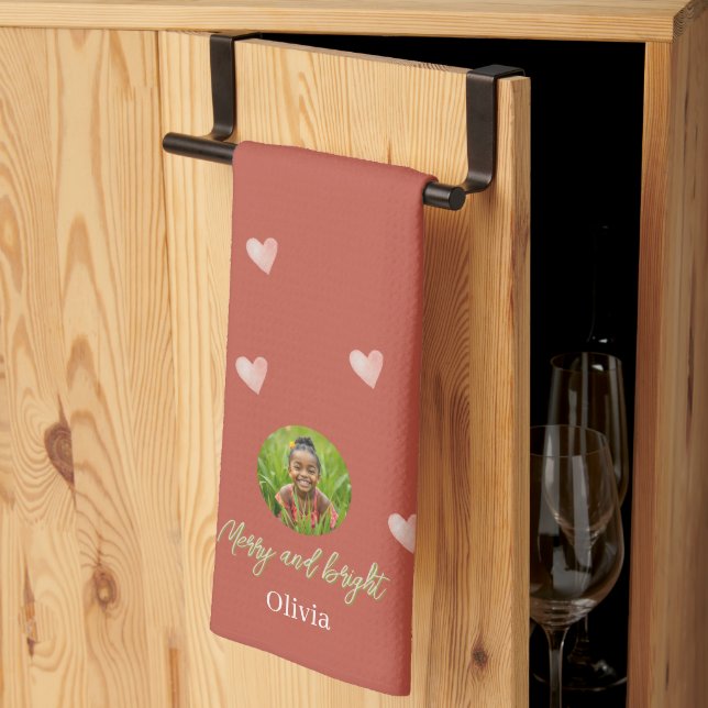 Süße Feiertags-Rosa-Herz-Handbemalung Geschirrtuch (Drittel gefaltet)