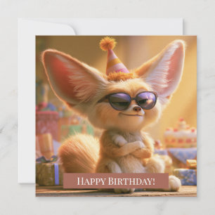 Süße Fennek-Fuchs-Happy-Birthday-Grußkarte