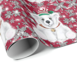 Süße festliche Feiertage Eisbär Glitter Schneefloc Geschenkpapier