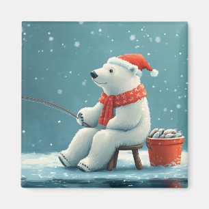 Süße festliche Illustration eines Eisbären beim Fi Magnet