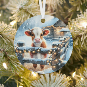Süße festliche Kuh Weihnachten Personalisiert Ornament Aus Metall
