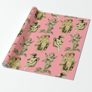 Süße festliche Vintage-Engel mit Flügeln Geschenkpapier