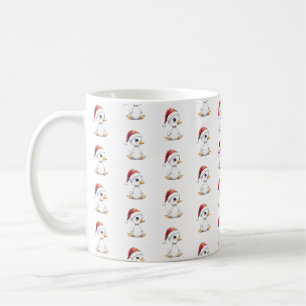 Süße festliche Weihnachtsgans Ente mit Santa Hut Kaffeetasse