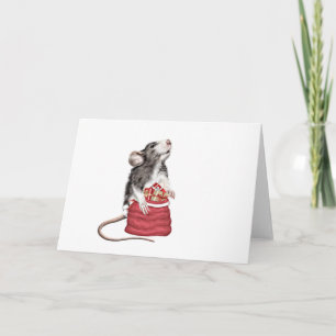 Süße festliche Weihnachtsratte Karte