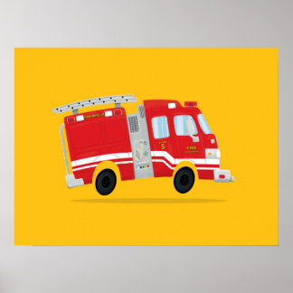 Süße Feuerwehrwagen-Kunst Poster