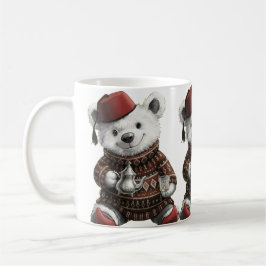 Süße Fez-Mütze Teddy im kuscheligen Winterpullover Kaffeetasse