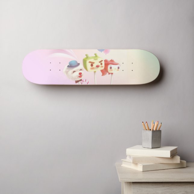 Süße Figur Cake Pops Skateboard (Wandkunst (Horz))
