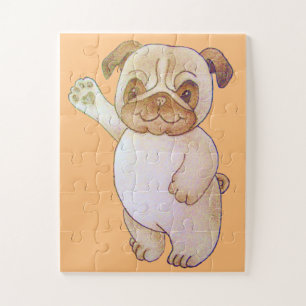 süße Figur zeichnend Hunde schwellbrauner Mops Puzzle