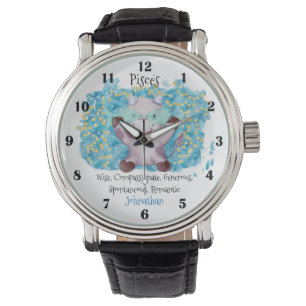 Süße Fische-Fisch-Wasserfarbe-Bulle-Zodiac-Persona Armbanduhr