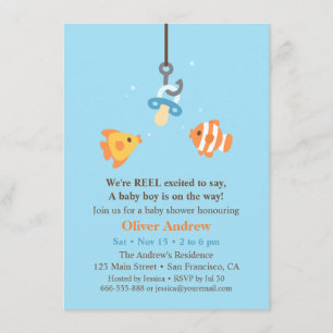 Süße Fischköder-Angebote für Baby Shower-Einladung Einladung
