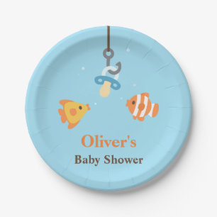 Süße Fischköder-Angebote für Baby-Shower im Fischf Pappteller