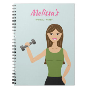 Süße Fitness-Mädchen-Zeichnung Workout-Notizen Notizblock