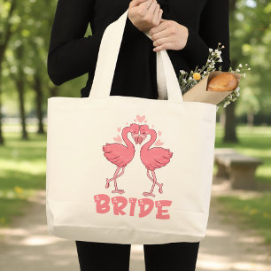 Süße Flamingo-Hochzeit Tropische Strand Braut Jumbo Stoffbeutel