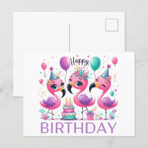 Süße Flamingos Happy Birthday Postkarten