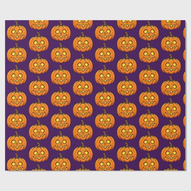Süße Flammende Kürbis-Halloween-Muster-Verpackung  Geschenkpapier (Flach)