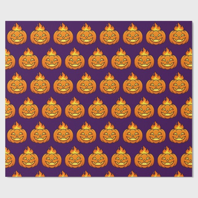 Süße Flammende Kürbis Halloween-Muster Verpackung  Geschenkpapier (Flach)