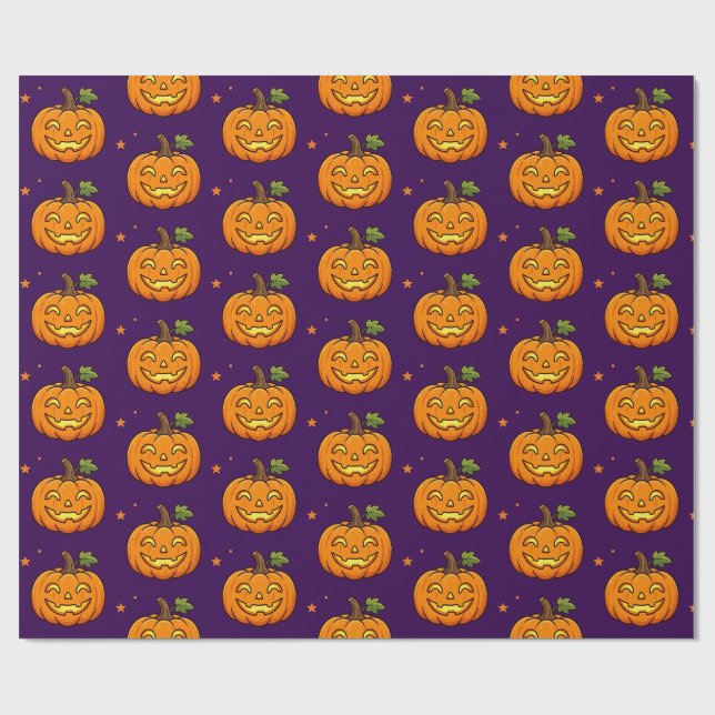 Süße Flammende Kürbis Halloween-Muster-Verpackung  Geschenkpapier (Flach)
