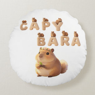 Süße flauschige Capybara-Dekokissen, bezaubernd A Rundes Kissen