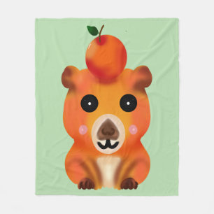Süße, flauschige Capybara mit Orange   Kawaii-Tier Fleecedecke