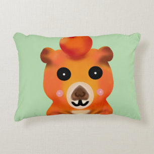 Süße flauschige Capybara mit Orange Kawaii Tierk Dekokissen
