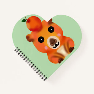 Süße flauschige Capybara mit Orange   Kawaii Tierk Notizbuch