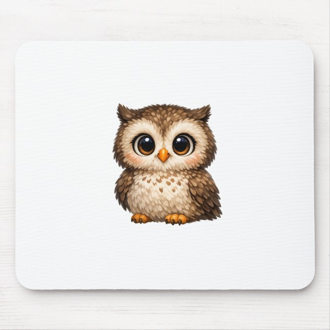 Süße Flauschige Eule Große Augen Cartoon Digital A Mousepad (Vorne)