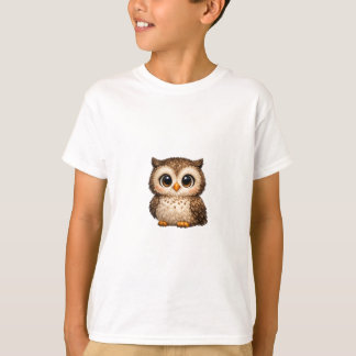Süße Flauschige Eule Große Augen Cartoon Digitale T-Shirt