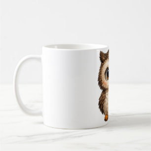 Süße Flauschige Eule Große Augen Cartoon Digitalku Kaffeetasse