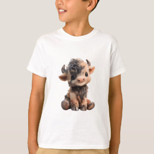 Süße flauschige gefleckte Baby-Bullen-Kälber für K T-Shirt
