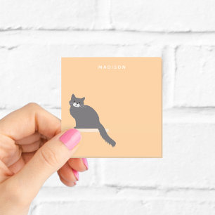 Süße flauschige graue Katzen-Notizen mit Namen Post-it Klebezettel