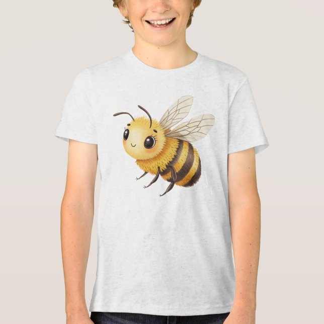 Süße flauschige Hummel-Charakterillustration Tri-Blend Shirt (Vorderseite)