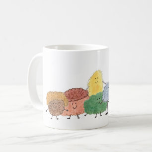 Süße flauschige Kreaturen auf einem Kaffeebecher Kaffeetasse