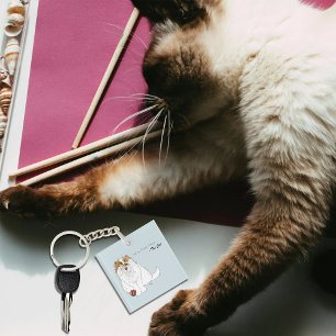 Süße flauschige Perserkatze Lustiges Miauen Blau Schlüsselanhänger