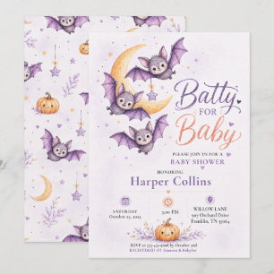 Süße Fledermaus-Baby-Party-Halloween-Herbst-Thema Einladung