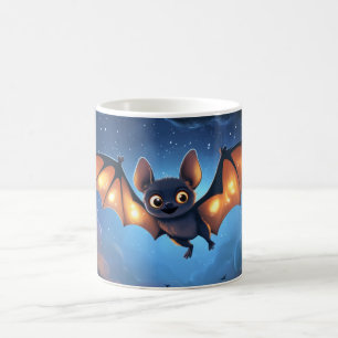 süße Fledermaus fliegt nachts unter einem sternenk Kaffeetasse